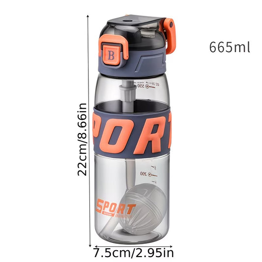 650ml Gym Bottle with Straw and Lemon Holder